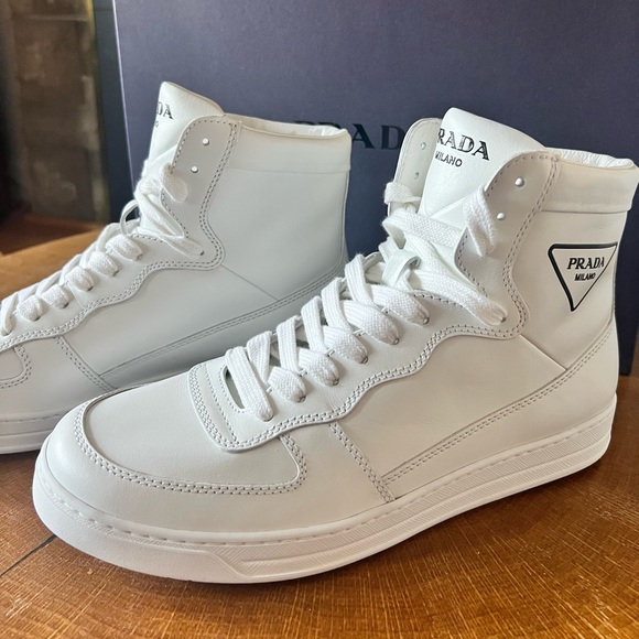 Men’s Mint Condition Prada Bianco Calzature Uomo Leather Sneakers - Picture 1 of 7
